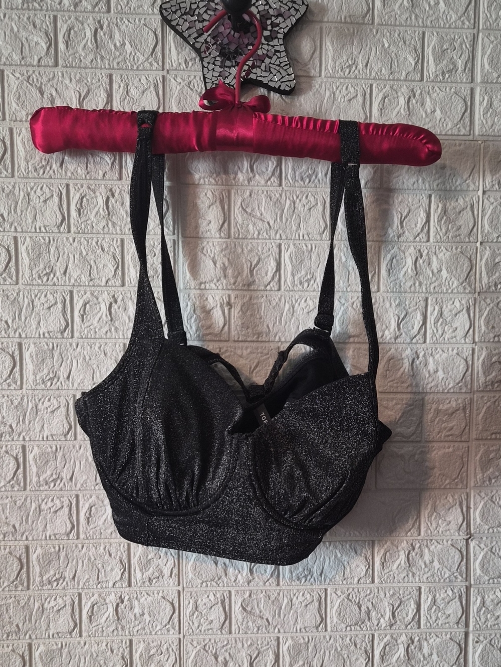 torrid Black Shimmer Longline swim top
